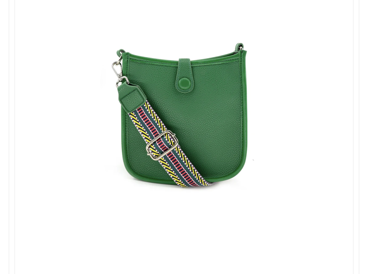 Vegan Crossbody Bag with Printed Strap