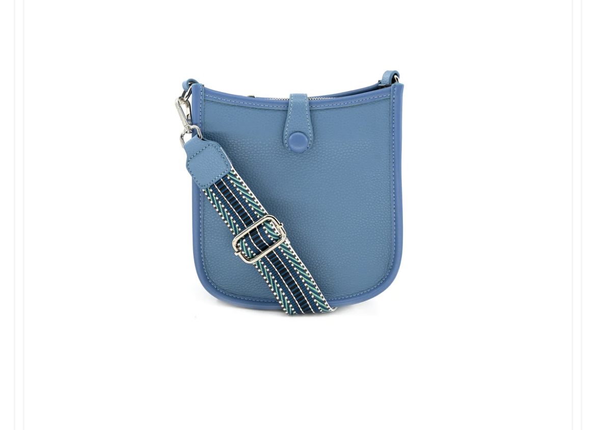 Vegan Crossbody Bag with Printed Strap